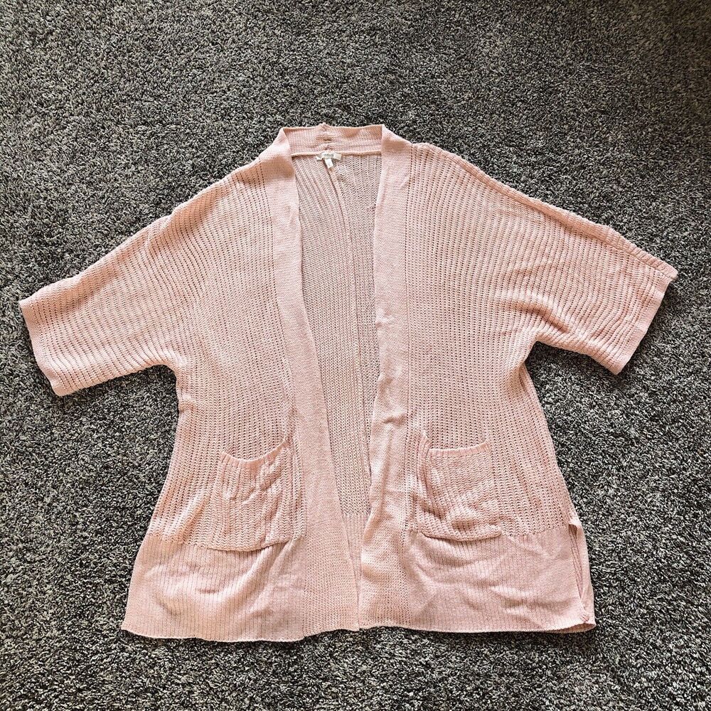 Womens Maurices Salmon Short Sleeve Open Cardigan Lightweight Pockets Size‎ L